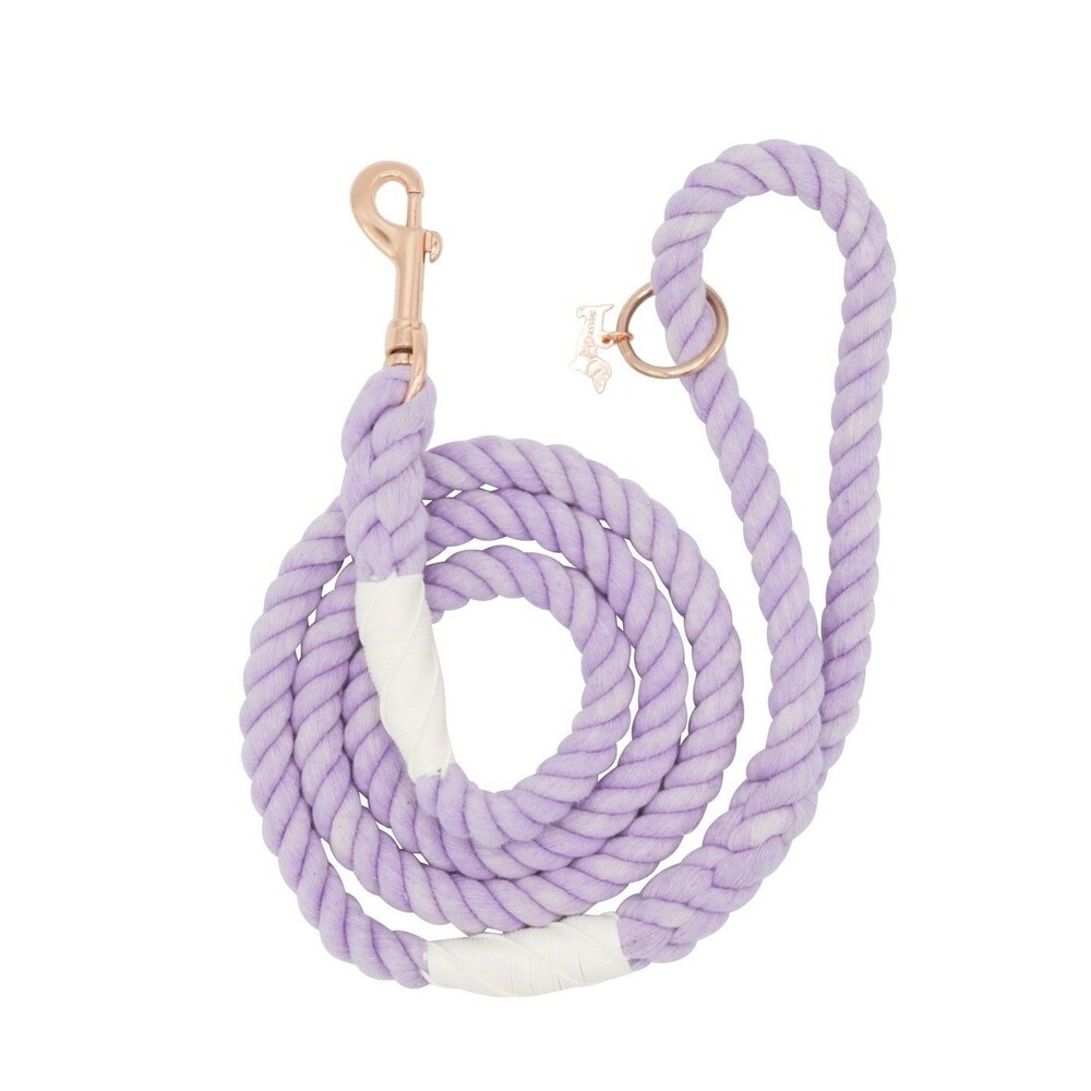 Sassy Woof Dog Rope Leash Purple Gray Rose Gold Hardware NWT 5ft